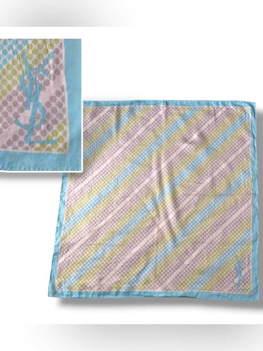 Yves Saint Laurent YSL Scarf Polka Dot Hair & Bag Accessory Bandanna Neckerchief